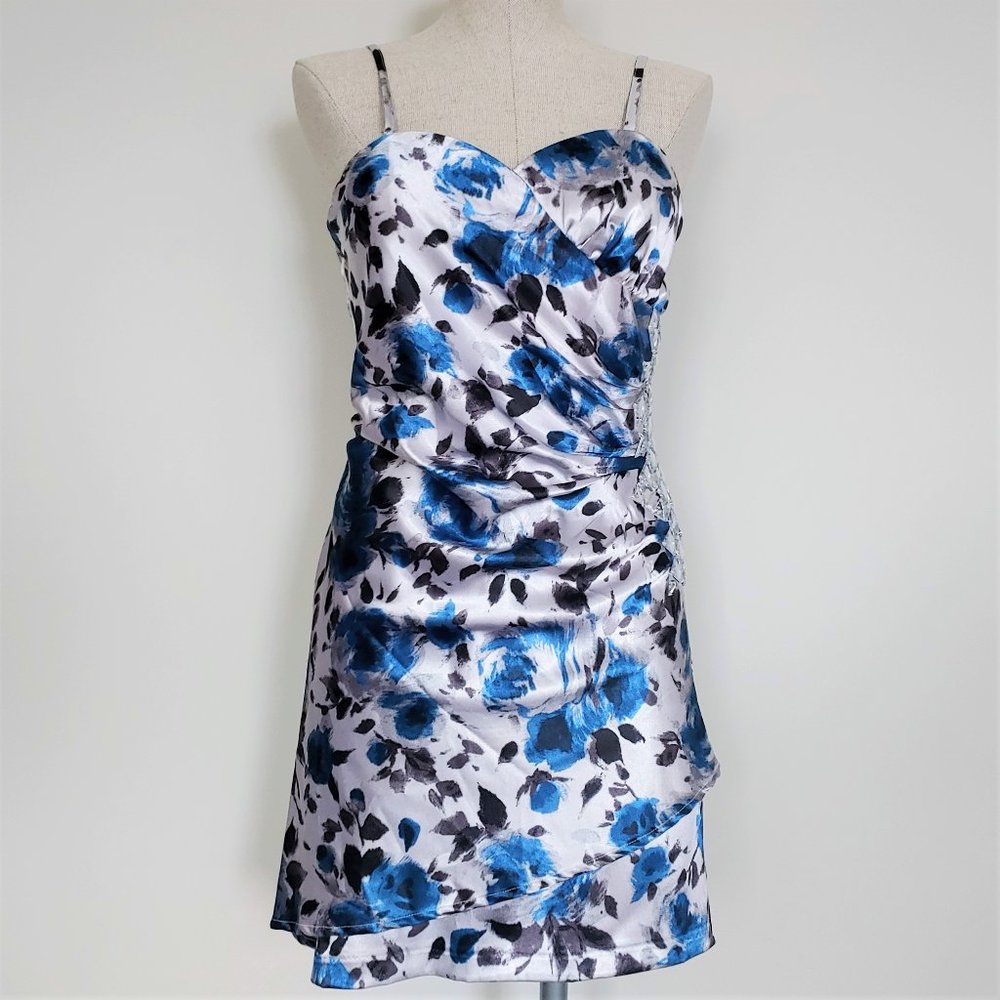 NWT Coqueta Couture Satin Floral Strappy Dress XL